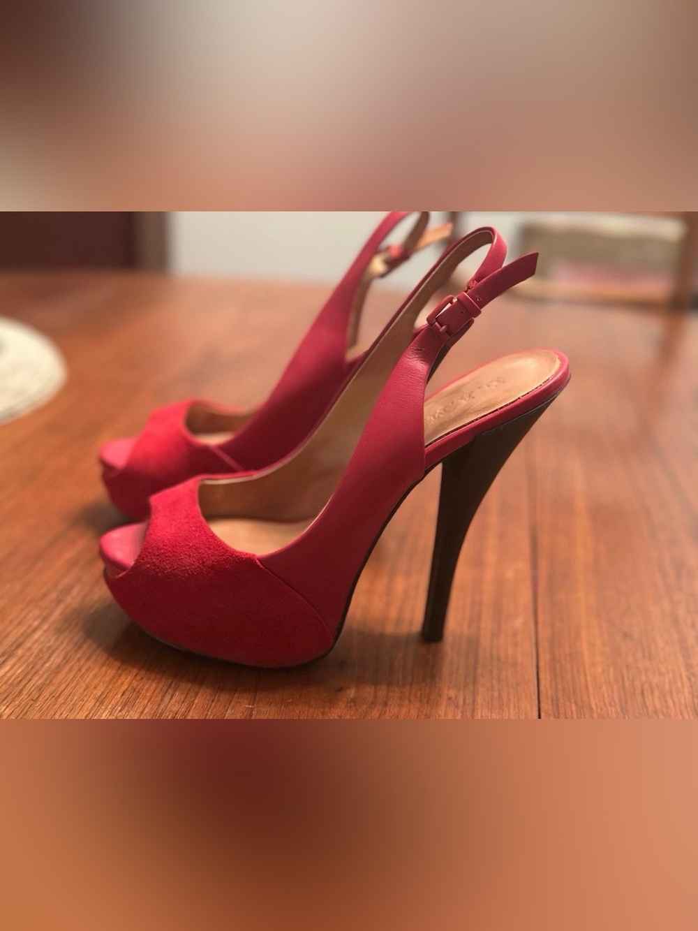 L.A.M.B. ‘Nomad’ red platform slingbacks